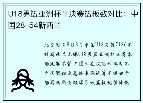 U18男篮亚洲杯半决赛篮板数对比:中国28-54新西兰